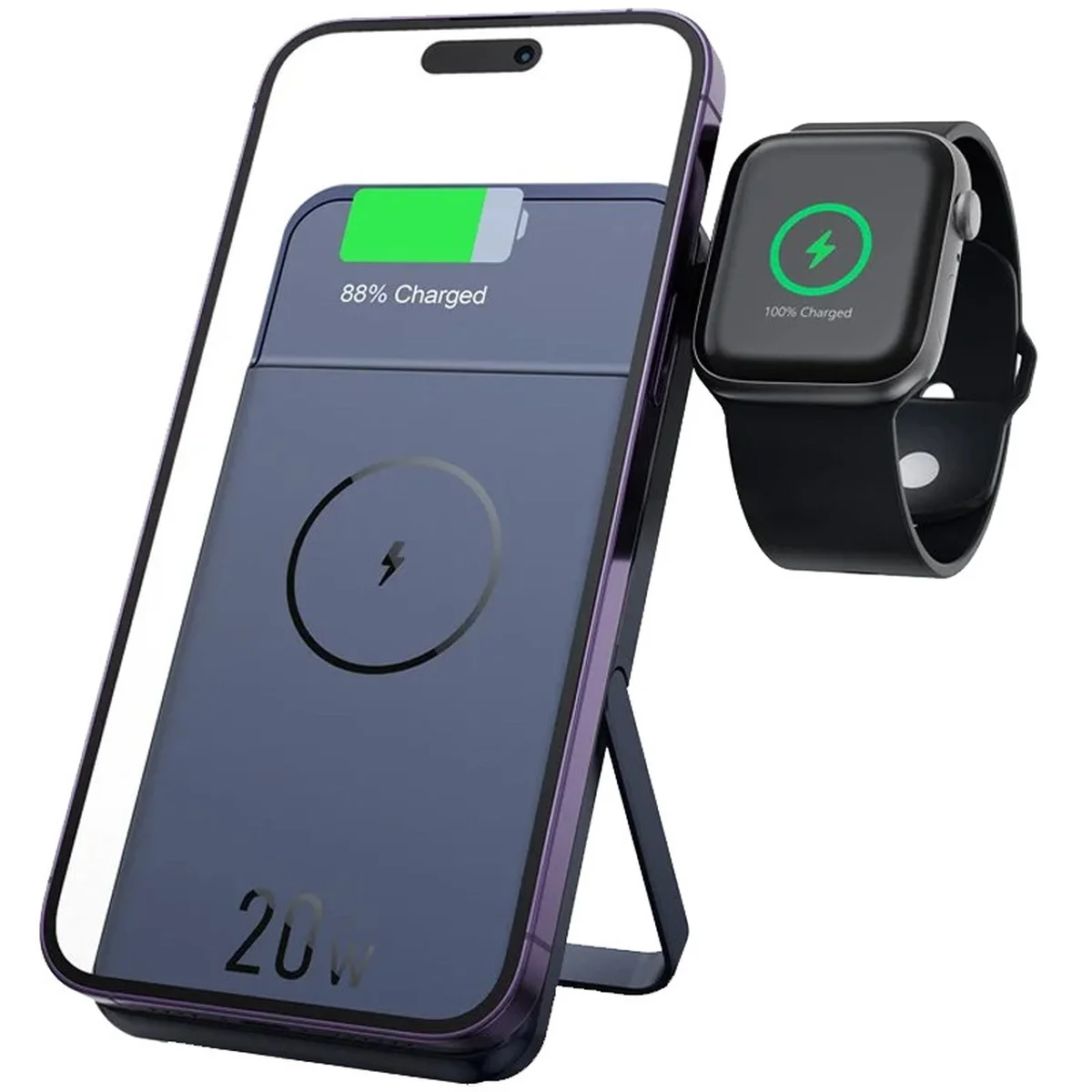 Портативное ЗУ Power Bank JJT-MP01 2in1 20W с БЗУ+iWatch 10000 mAh Black