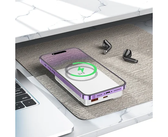 Портативное зарядное устройство Power Bank BOROFONE BJ49 Astute 22.5W+PD20W С БЗУ 10000 mAh White