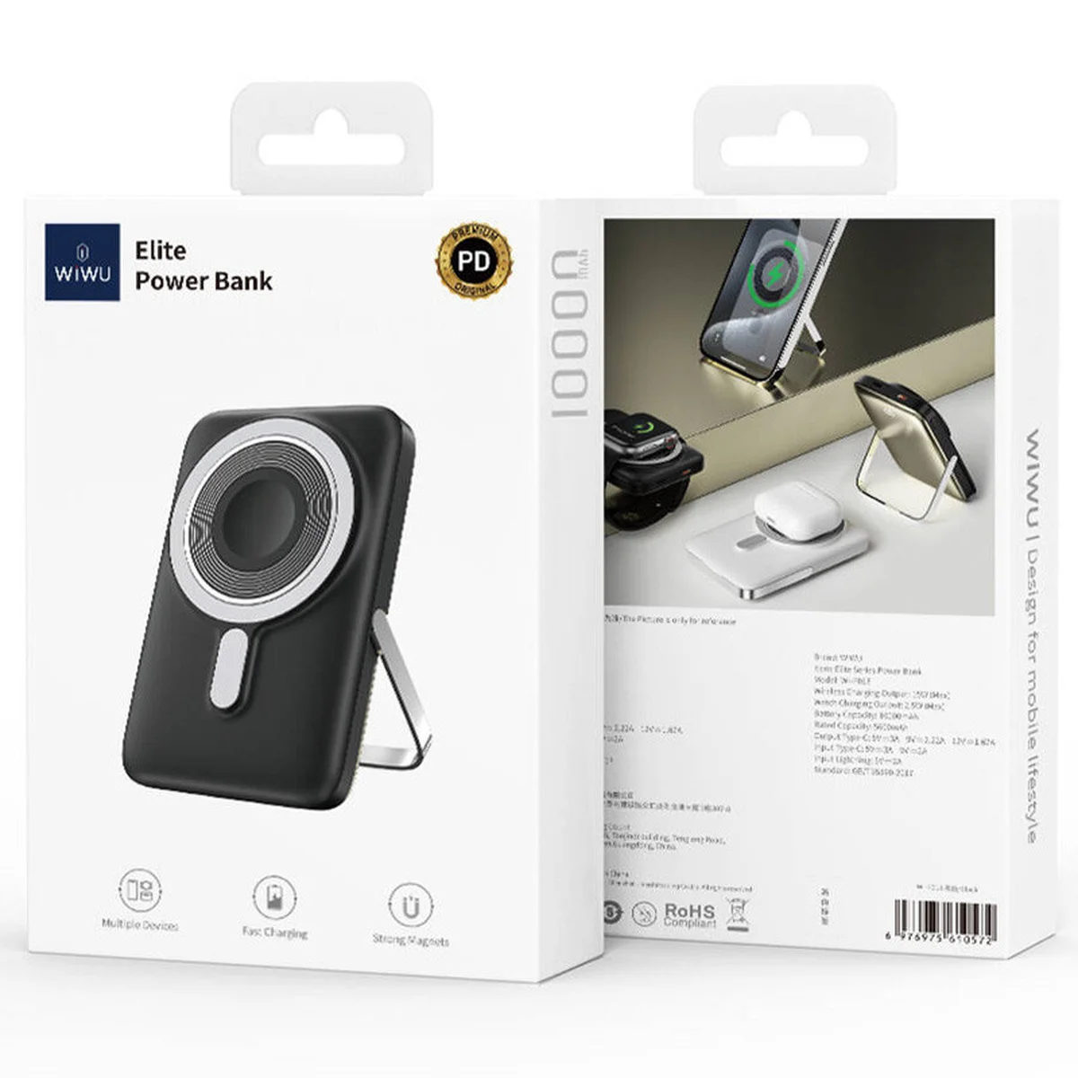 Портативное ЗУ Power Bank WIWU Wi-P018 с БЗУ 15W 10000 mAh Black