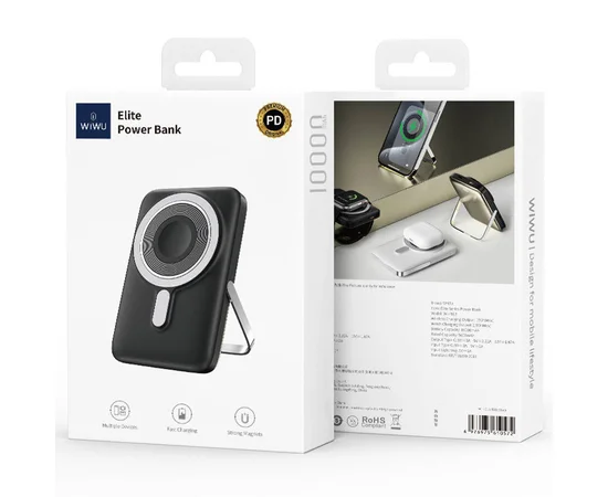 Портативное ЗУ Power Bank WIWU Wi-P018 с БЗУ 15W 10000 mAh Black