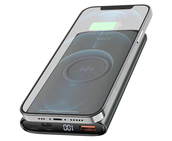 Портативное зарядное устройство Power Bank Hoco Q6 "Aegis" с БЗУ 10000 mAh Серый