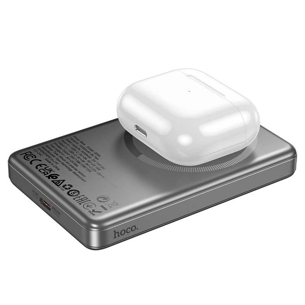 Портативное ЗУ Power Bank Hoco Q26A Joy PD20W с БЗУ 10000 mAh Metal gray