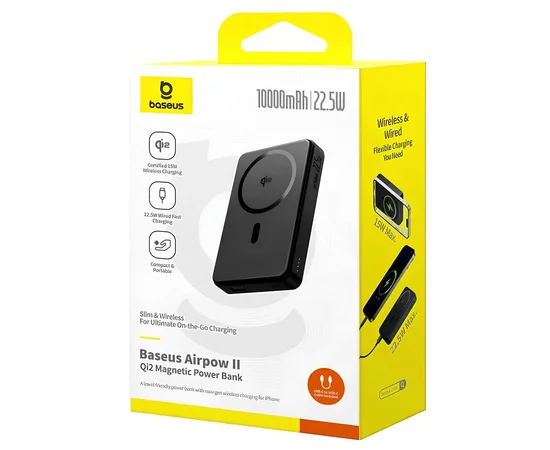Портативное ЗУ Power Bank Baseus Airpow II OS Qi2 22.5W с БЗУ 10000 mAh (P10080000) Cosmic Black