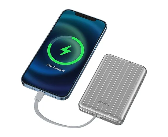Портативное ЗУ Power Bank WIWU PP03 Trunk Series 22.5W с БЗУ 10000 mAh Silver
