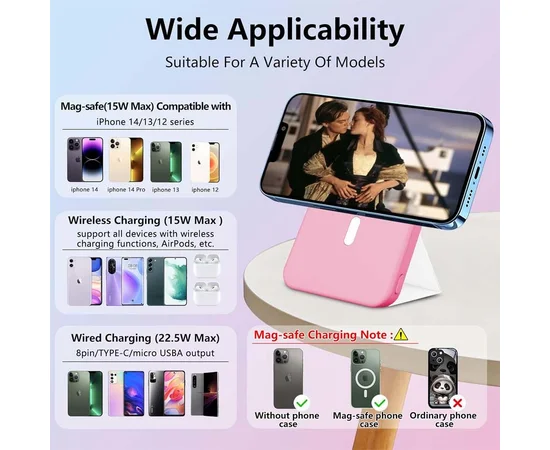 Портативное зарядное устройство Power Bank JJT-A27-1 Gradient PD20W+QC 22.5W с БЗУ 10000 mAh Blue / Pink