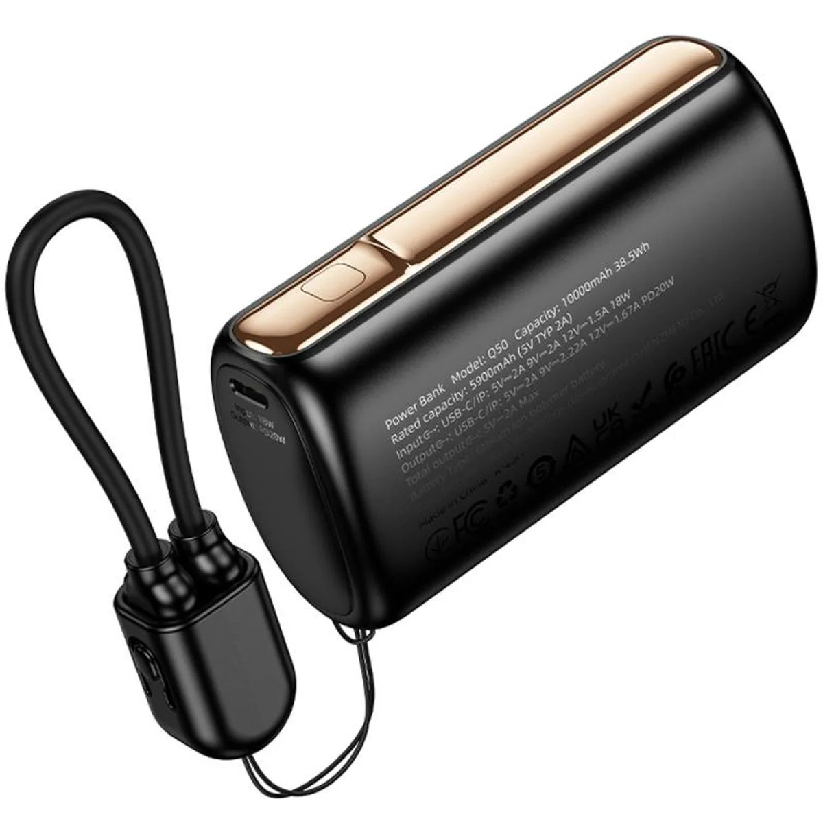 Портативное ЗУ Power Bank Hoco Q50 Victory PD20W with cable 10000 mAh Black