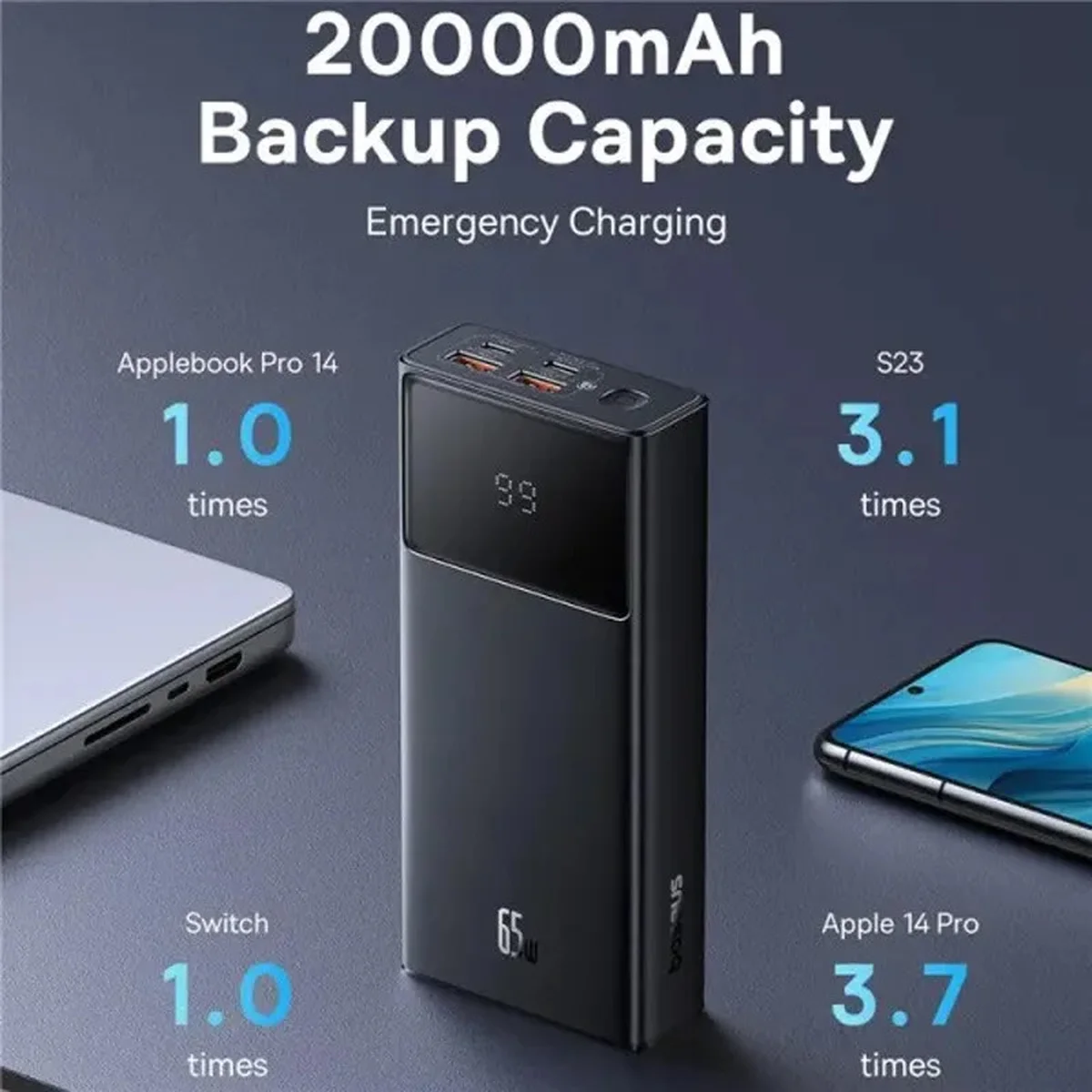 Портативное зарядное устройство Baseus Star-Lord Digital Display 65W 20000 mAh (P10022906113-00) Cluster Black