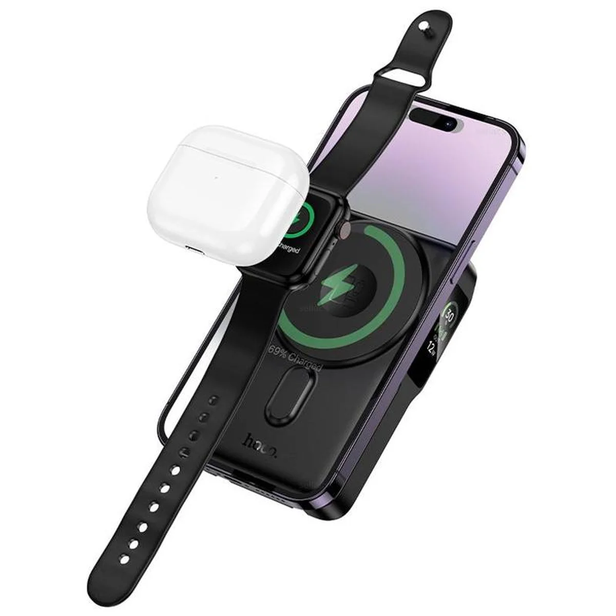 Портативне ЗУ Power Bank Hoco Q48 Core PD20W із БЗП+iWatch 10000 mAh Black