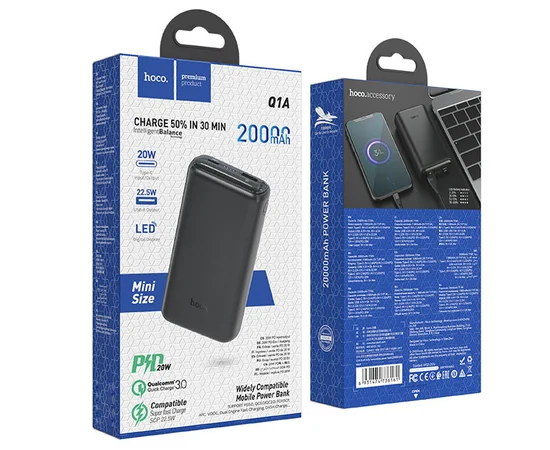 Портативное зарядное устройство Power Bank Hoco Q1A Kraft 20000 mAh Черный