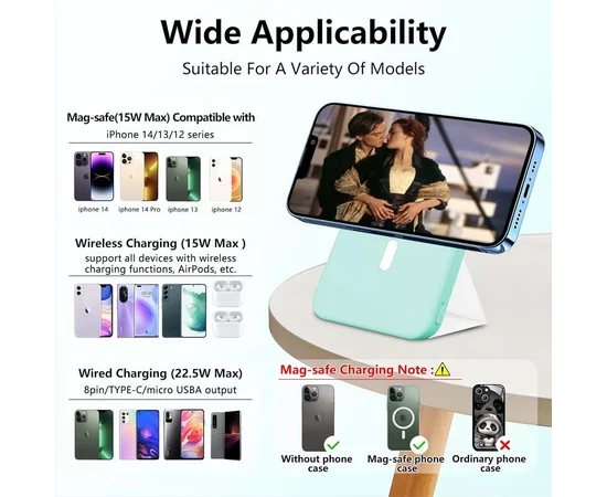 Портативное зарядное устройство Power Bank JJT-A27-1 Gradient PD20W+QC 22.5W с БЗУ 10000 mAh White / Green