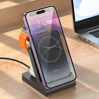 Портативное ЗУ Power Bank + зарядная станция Hoco J149 Victory 3in1 magnetic с БЗУ 5000 mAh Black