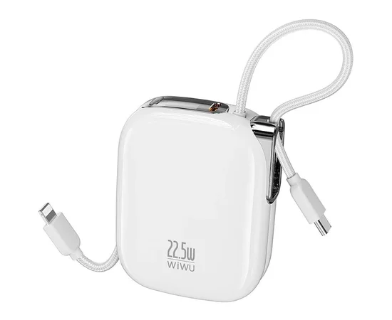 Портативное ЗУ Power Bank WIWU MH136 Sugar 22.5W with cable 10000 mAh White