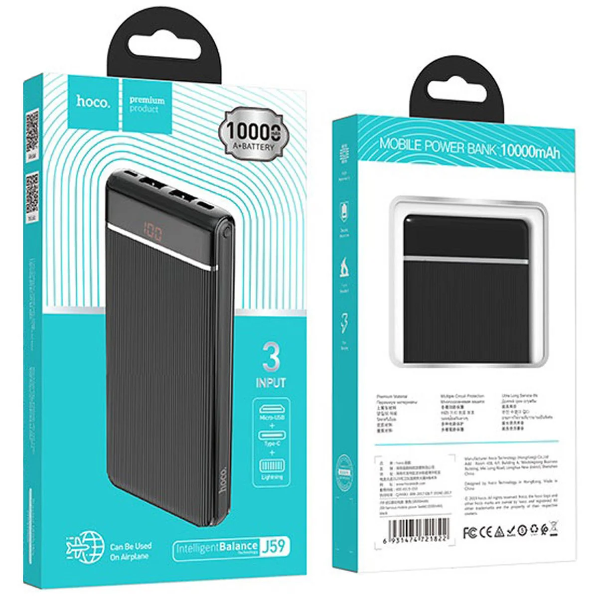 Портативное зарядное устройство Power Bank Hoco J59 Famous 10000 mAh Черный