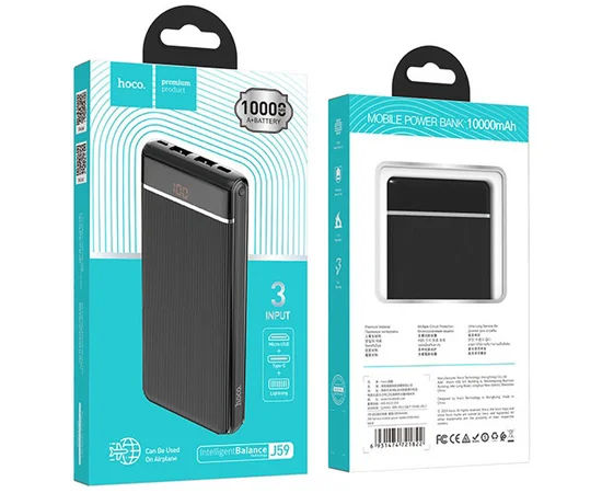 Портативное зарядное устройство Power Bank Hoco J59 Famous 10000 mAh Черный