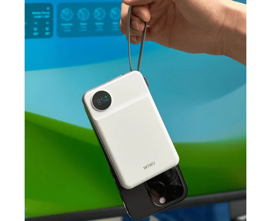 Портативное ЗУ Power Bank WIWU Wi-P007 2 in 1 c БЗУ 10000 mAh Grey