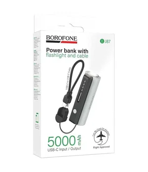 Портативное ЗУ Power Bank Borofone BJ87 Star flashlight with cable 5000 mAh Black / Gray