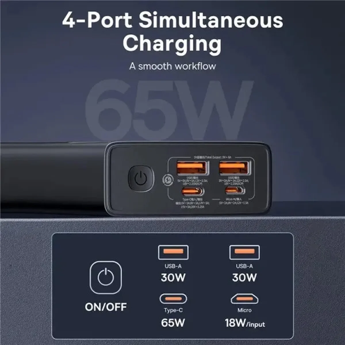 Портативное зарядное устройство Baseus Star-Lord Digital Display 65W 20000 mAh (P10022906113-00) Cluster Black