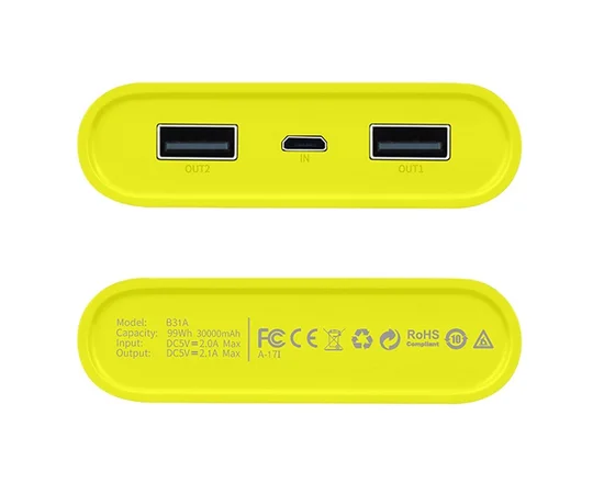 Портативное зарядное устройство Power Bank Hoco B31A 30000 mAh Серый