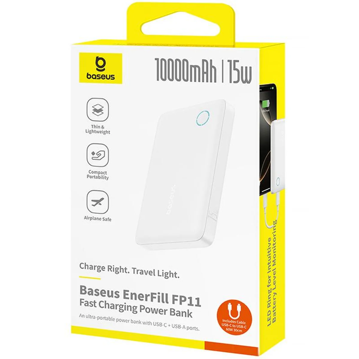 Портативное ЗУ Power Bank Baseus EnerFill FP11 15W 10000 mAh (P1008210C213) White