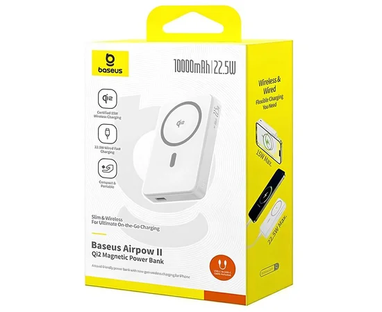 Портативное ЗУ Power Bank Baseus EnerFill FM11 Ultra-Mini 22.5W с БЗУ 10000mAh (P1008210E123) White