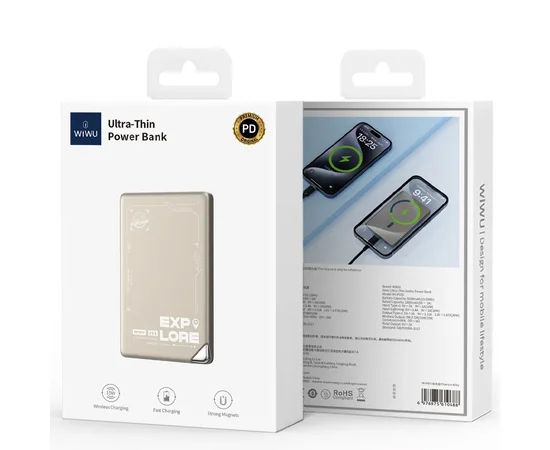 Портативное ЗУ Power Bank WIWU Wi-P020 Ultra-Thin 10000 mAh Titanium Alloy