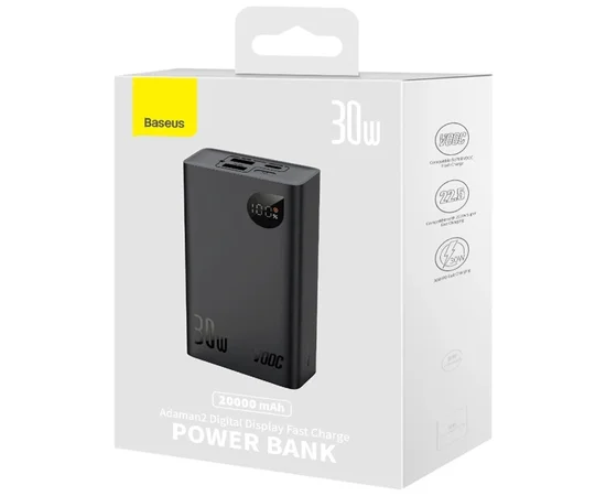 Портативное ЗУ Power Bank Baseus Adaman2 Digital Display 30W VOOС OS 20000 mAh (PPAD050101) Black