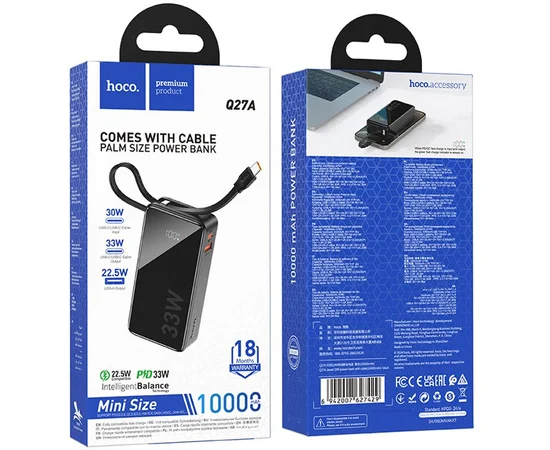 Портативное ЗУ Power Bank Hoco Q27A Jewel 33W 10000 mAh Black
