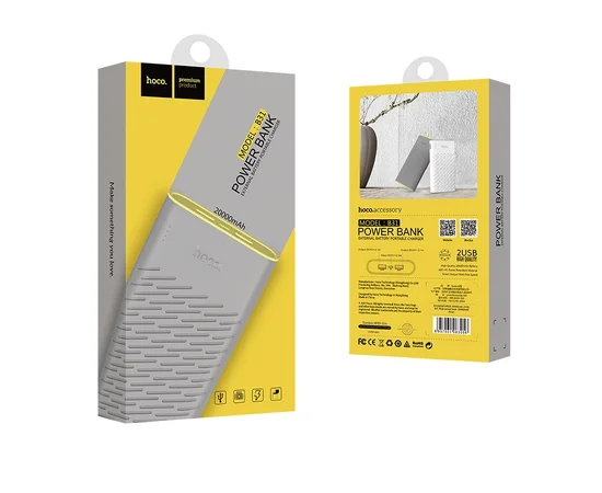 Портативное зарядное устройство Power Bank Hoco B31 Rege 20000 mAh Серый