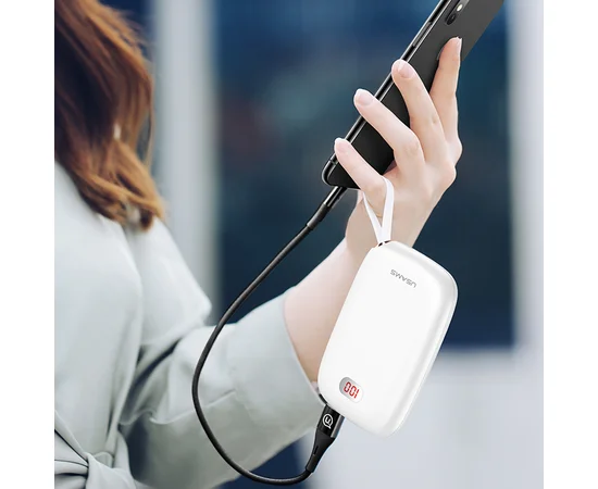 Портативное зарядное устройство Usams US-CD78 Dual USB Display With Lanyard (10000mAh) Белый