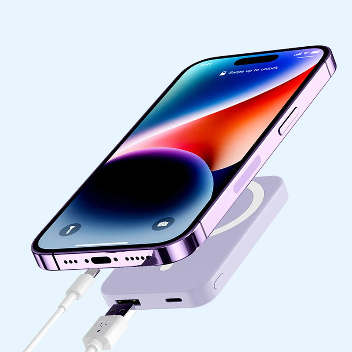 Портативное зарядное устройство Power Bank JJT-A27-1 PD20W+QC 22.5W с БЗУ 5000 mAh Purple