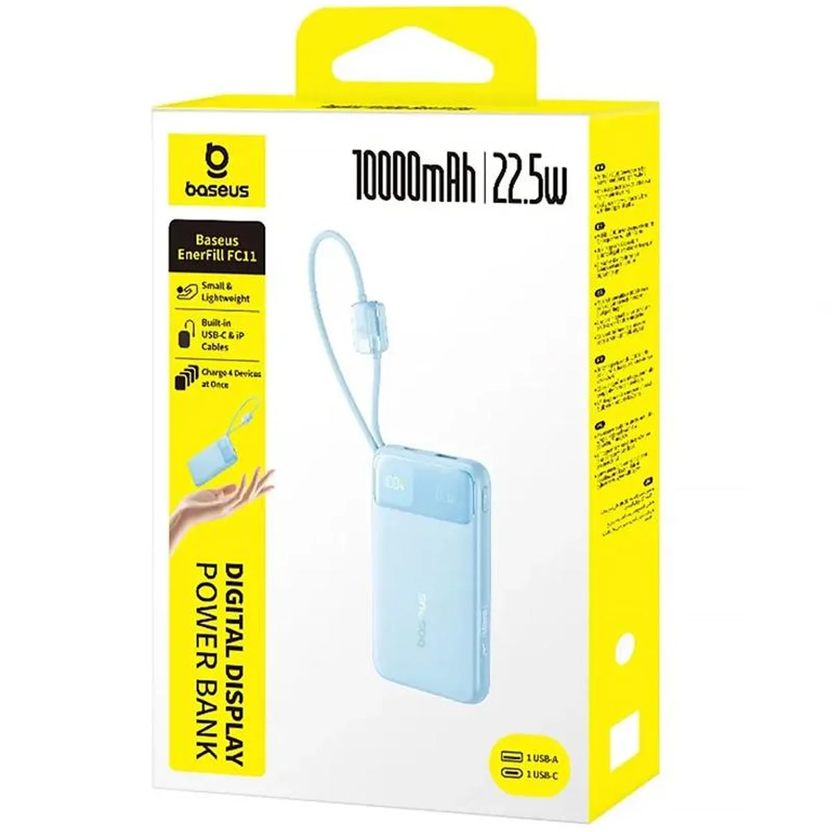 Портативное ЗУ Power Bank Baseus EnerFill FC11 PD22.5W with cable 10000 mAh (E0027R) Galaxy Blue