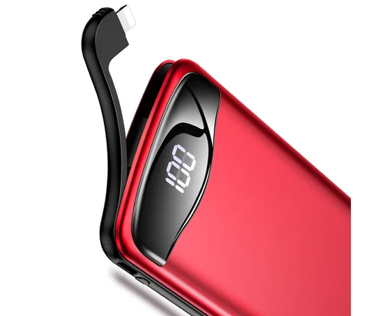 Портативное зарядное устройство Usams US-CD90 Digital Display Aluminum Alloy With Cable 10000mAh Красный