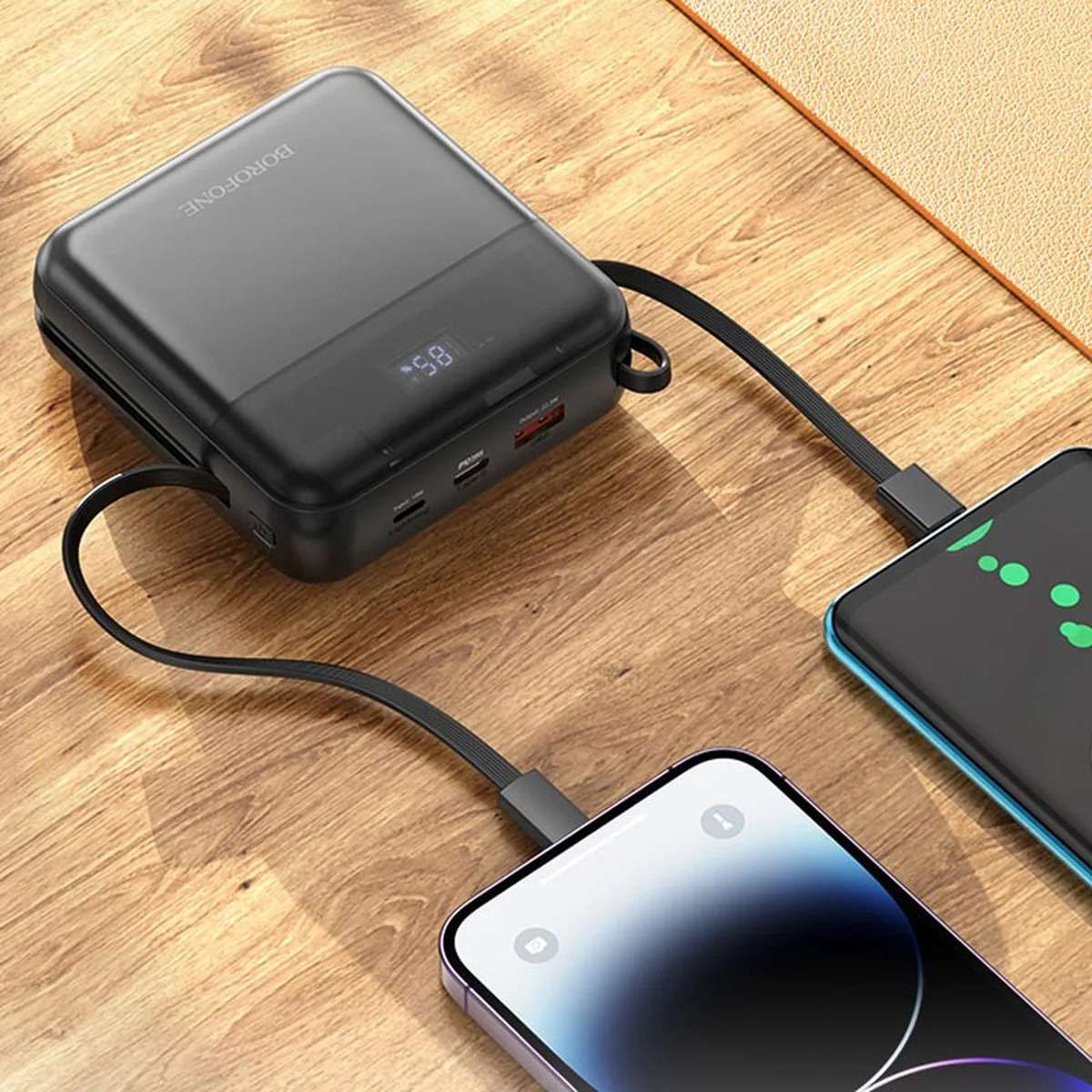 Портативное ЗУ Power Bank BOROFONE BJ64A Distinct 22.5W+PD20W with cable 20000 mAh Black