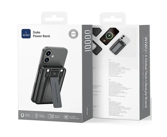 Портативное ЗУ Power Bank WIWU Wi-P061 22.5W+PD20W с БЗУ+iWatch with cable 10000 mAh Black