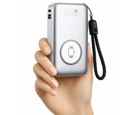 Портативное ЗУ Power Bank WIWU Wi-P027 Elite 22.5W with cable 10000 mAh Silver