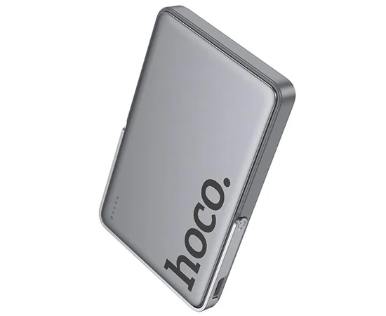 Портативное ЗУ Power Bank Hoco Q36 Sunlight magnetic suction+holder PD20W с БЗУ 5000 mAh Metal grey