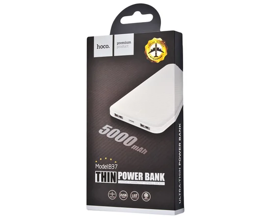 Портативное зарядное устройство Power Bank Hoco B37 Persistent 5000 mAh Белый