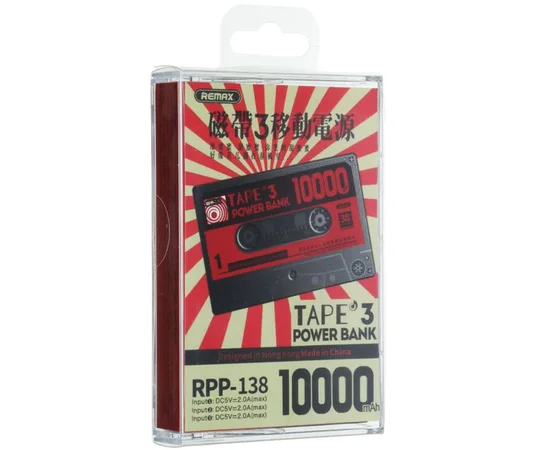 Портативное зарядное устройство Power Bank Remax Tape3 RPP-138 10000 mAh Черный
