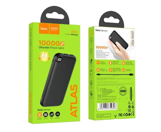 Портативное зарядное устройство Power Bank Hoco DB17 Atlas 10000 mAh Черный