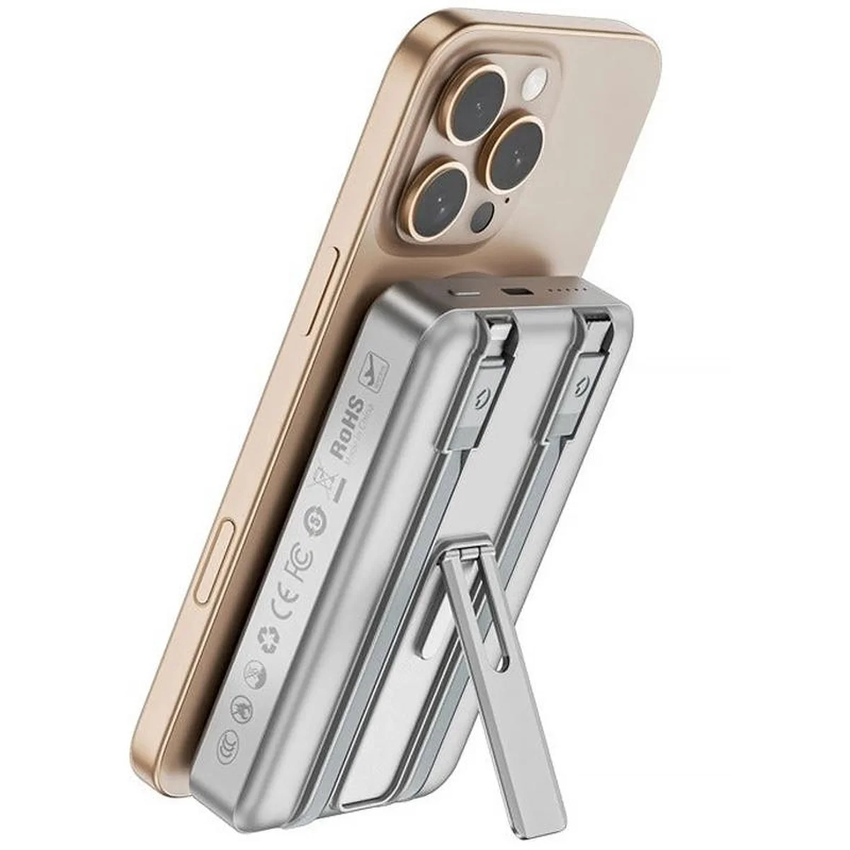 Портативное ЗУ Power Bank WIWU Wi-P056 22.5W+PD20W с БЗУ+iWatch with cable 10000 mAh Silver