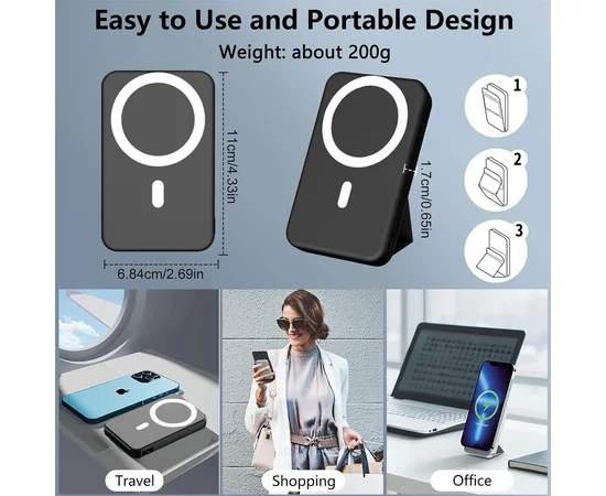 Портативное зарядное устройство Power Bank JJT-A27-1 PD20W+QC 22.5W с БЗУ 5000 mAh Black