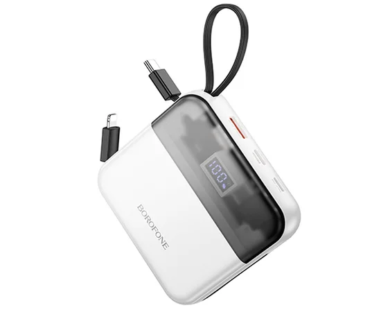 Портативное ЗУ Power Bank BOROFONE BJ64 Distinct 22.5W+PD20W with cable 10000 mAh White