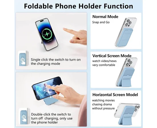 Портативное зарядное устройство Power Bank JJT-A27-1 PD20W+QC 22.5W с БЗУ 10000 mAh Light blue