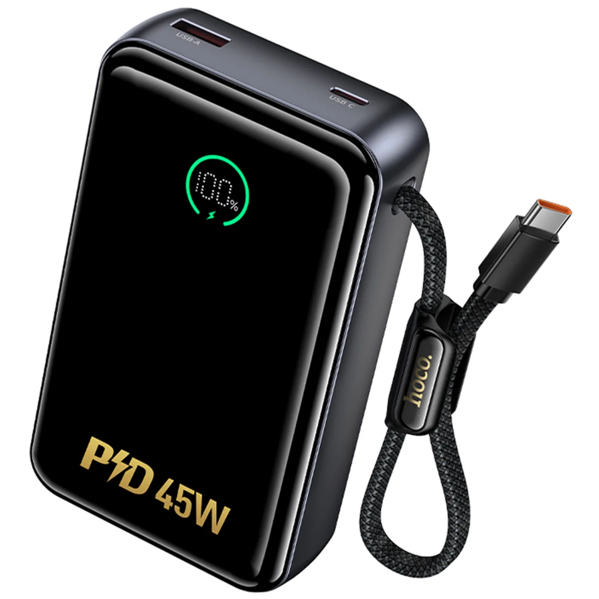 Портативное ЗУ Power Bank Hoco Q54 Shine PD45W with cable 20000 mAh Metal gray