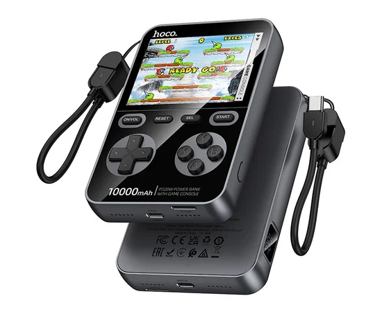 Портативное ЗУ Power Bank Hoco Q47 Shine PD20W with cable + Game Console 10000 mAh Metal gray