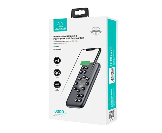Портативное зарядное устройство Power bank Usams US-CD146 PB53 QC3.0+PD With Suction Cup 10000mAh Черный