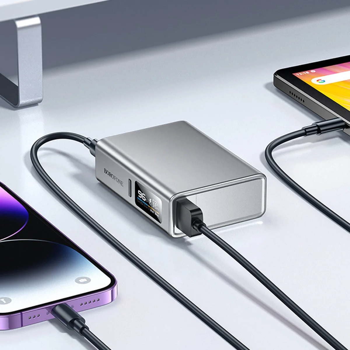 Портативное ЗУ Power Bank BOROFONE BJ72 Energy 22.5W+PD20W with display 10000 mAh Metal gray