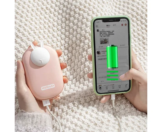 Портативное ЗУ Power Bank GXZ-N705 2in1 с обогревателем для рук 10000 mAh Pink / Rabbit