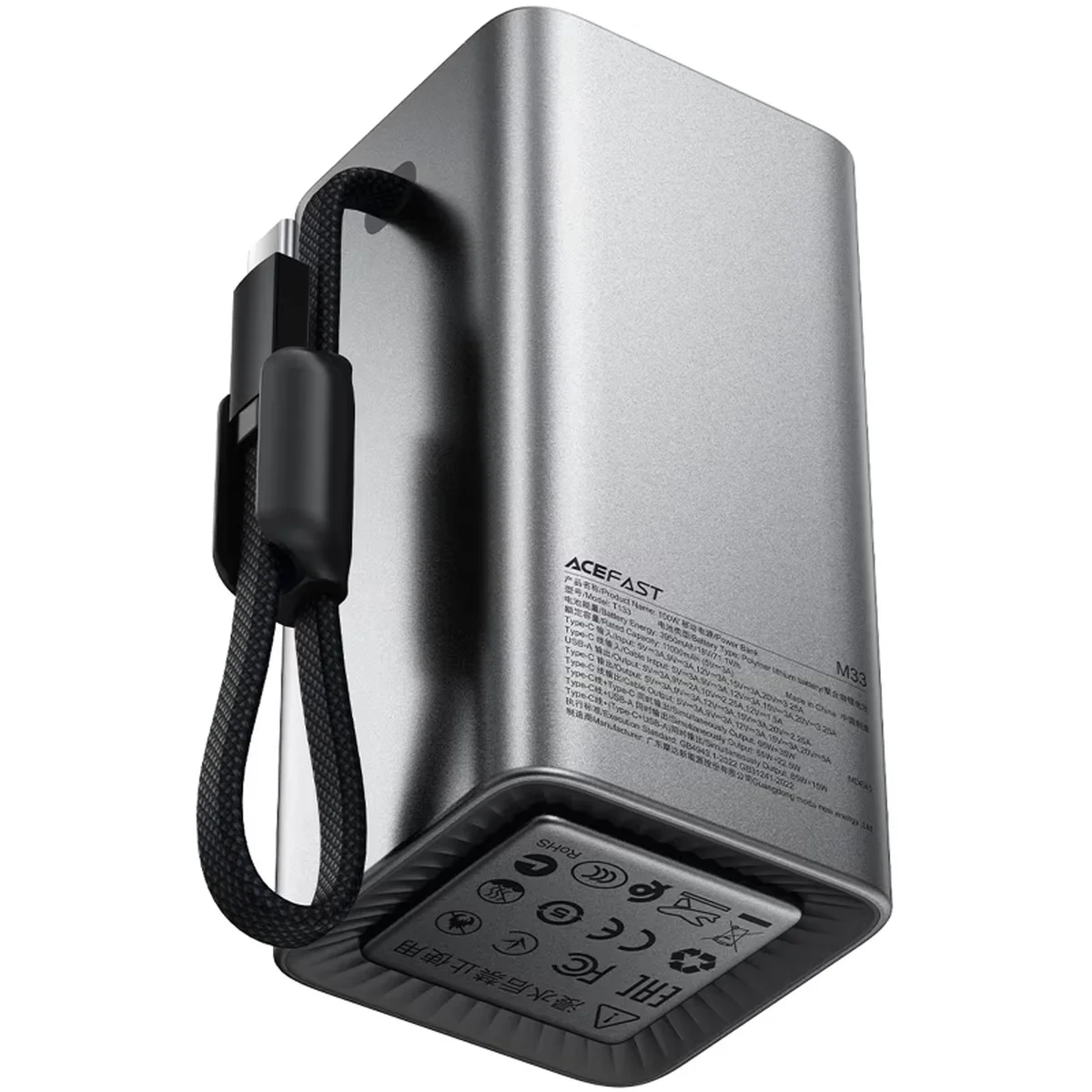 Портативное ЗУ Power Bank Acefast M33 100W 20000 mAh Metal gray