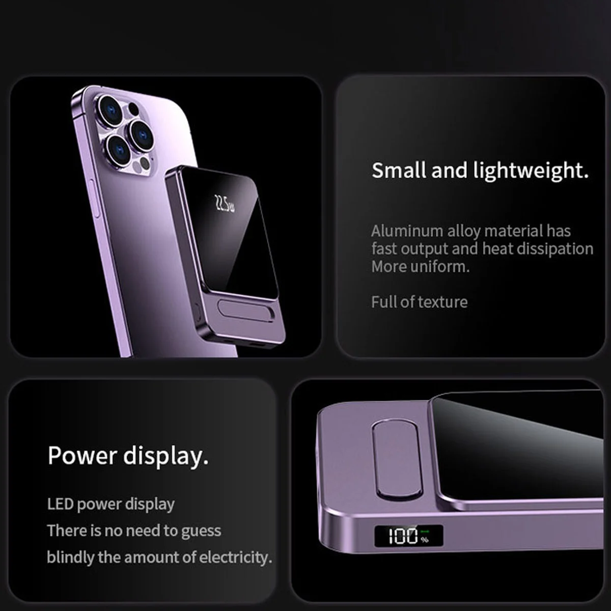 Портативное ЗУ Power Bank JJT-A77 PD20W+QC 22.5W с БЗУ 10000 mAh Purple